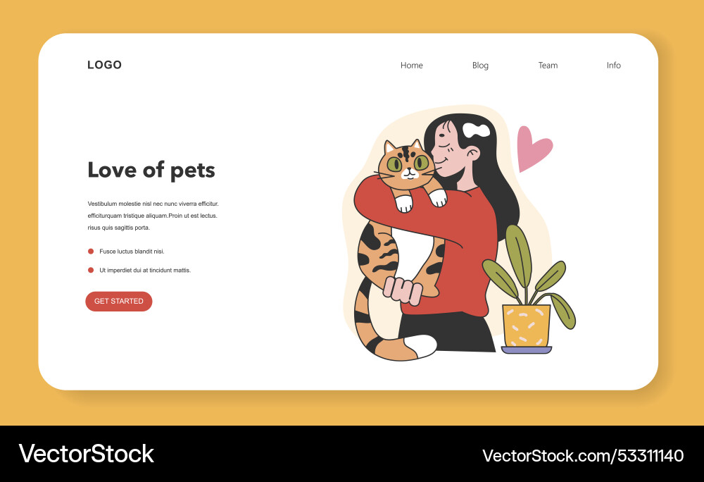 Character with a cat web banner or landing page Vector Image