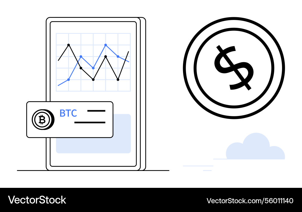 Cryptocurrency trading app interface with a graph Cryptocurrency trading app interface with a graph vector image