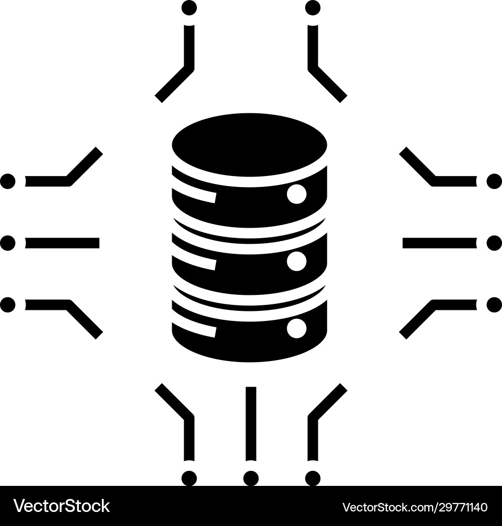 Data implementation black icon concept Data implementation black icon concept vector image