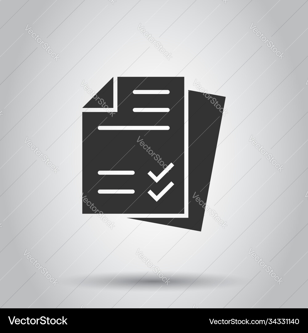 Document checklist icon in flat style report Vector Image