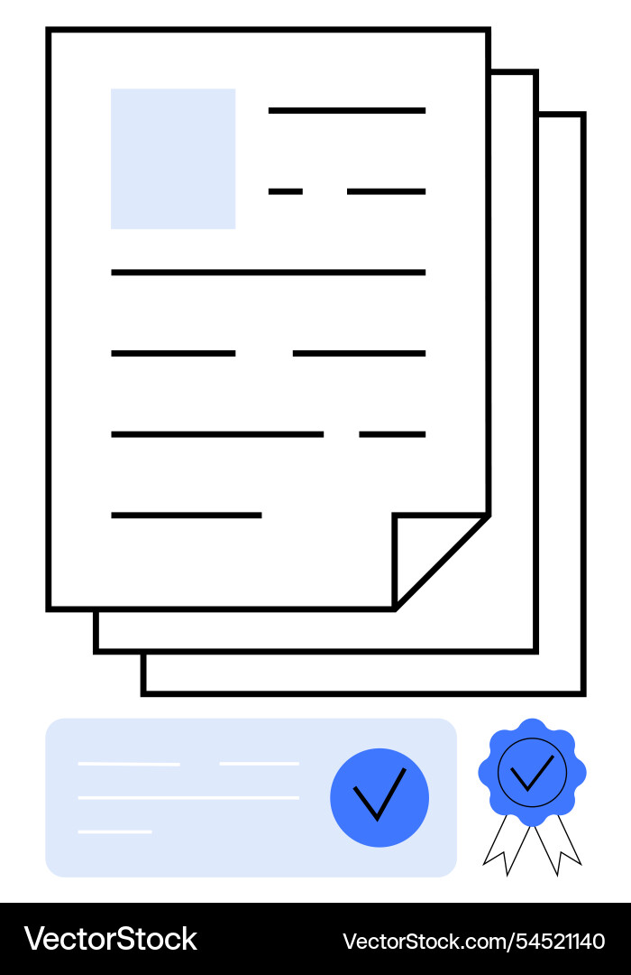 Documents with approval checkmarks Documents with approval checkmarks vector image