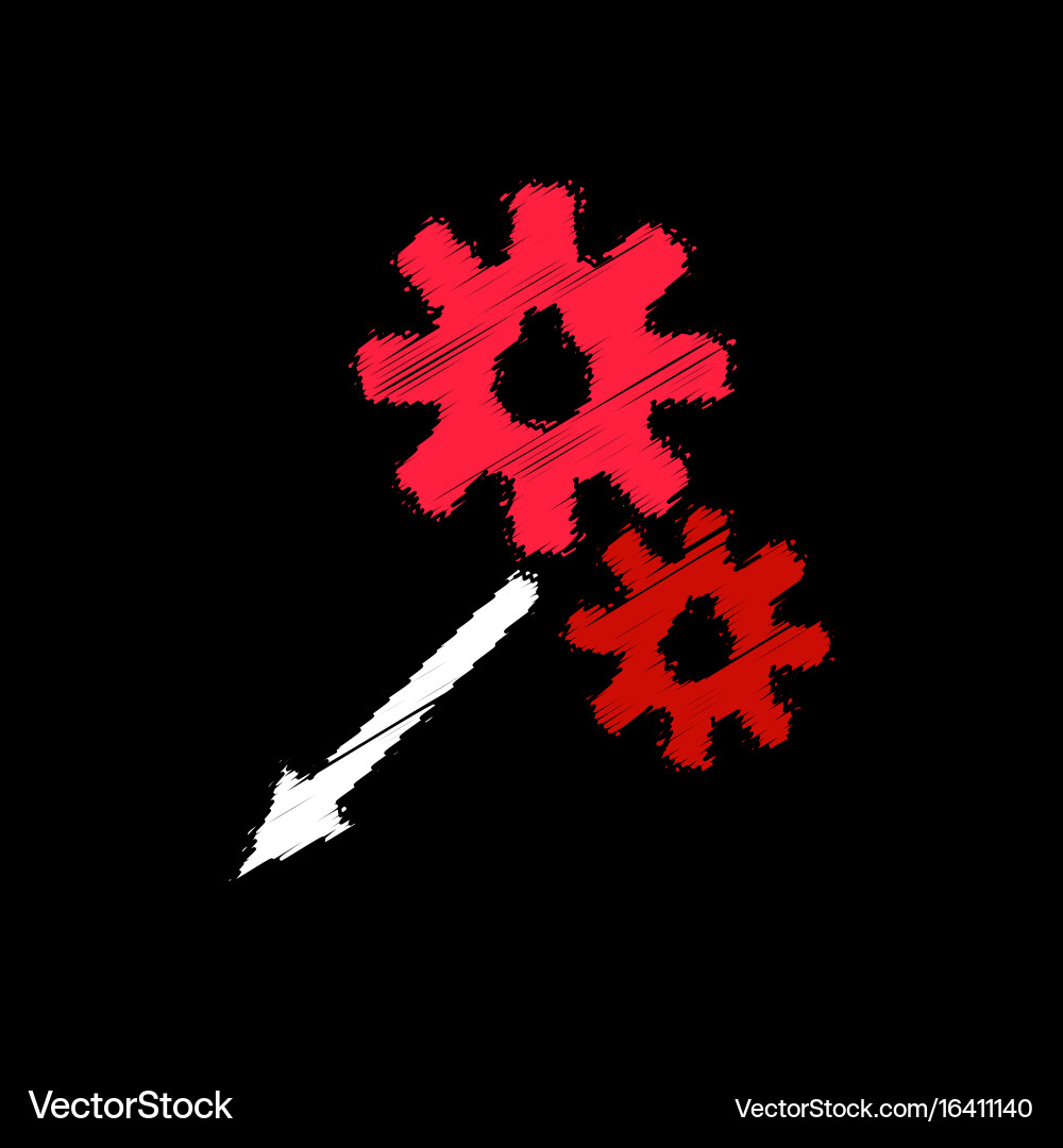 Flat icon design collection two gears in hatching vector image