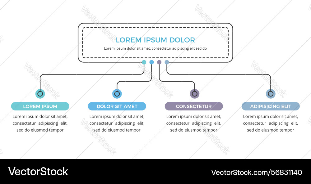Flowchart with 4 elements Royalty Free Vector Image