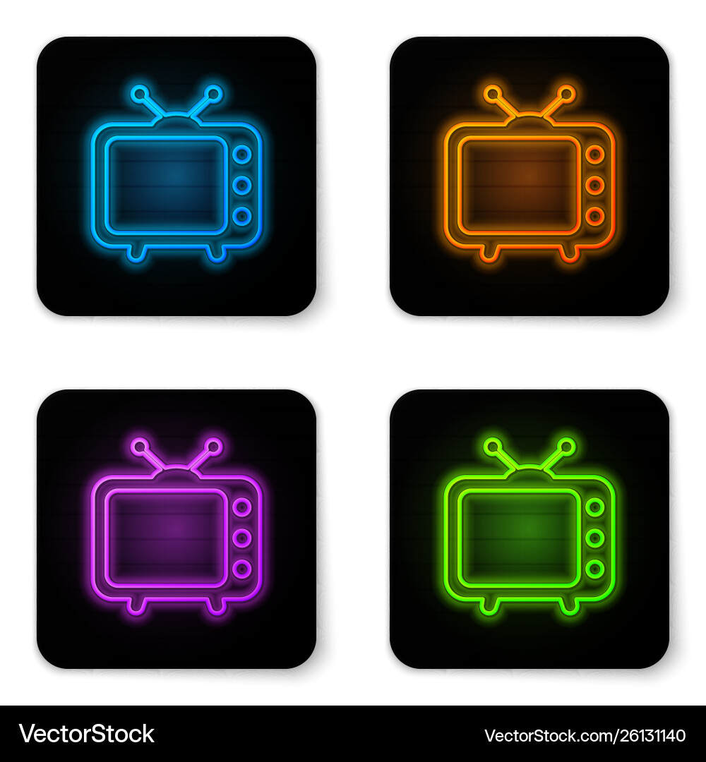 Glowing neon tv icon isolated on white background Glowing neon tv icon isolated on white background vector image