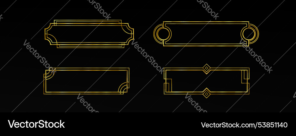 Gold ui frame game button medieval border design Vector Image