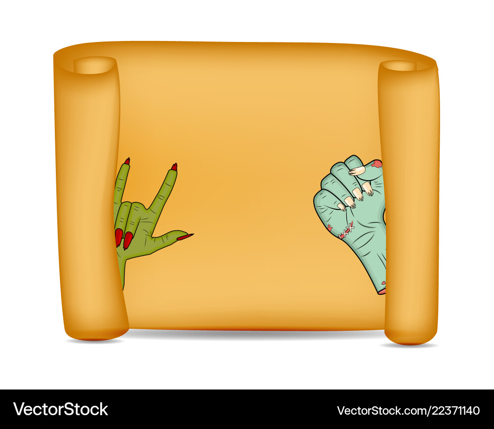 Halloween banner card with empty paper scroll Vector Image