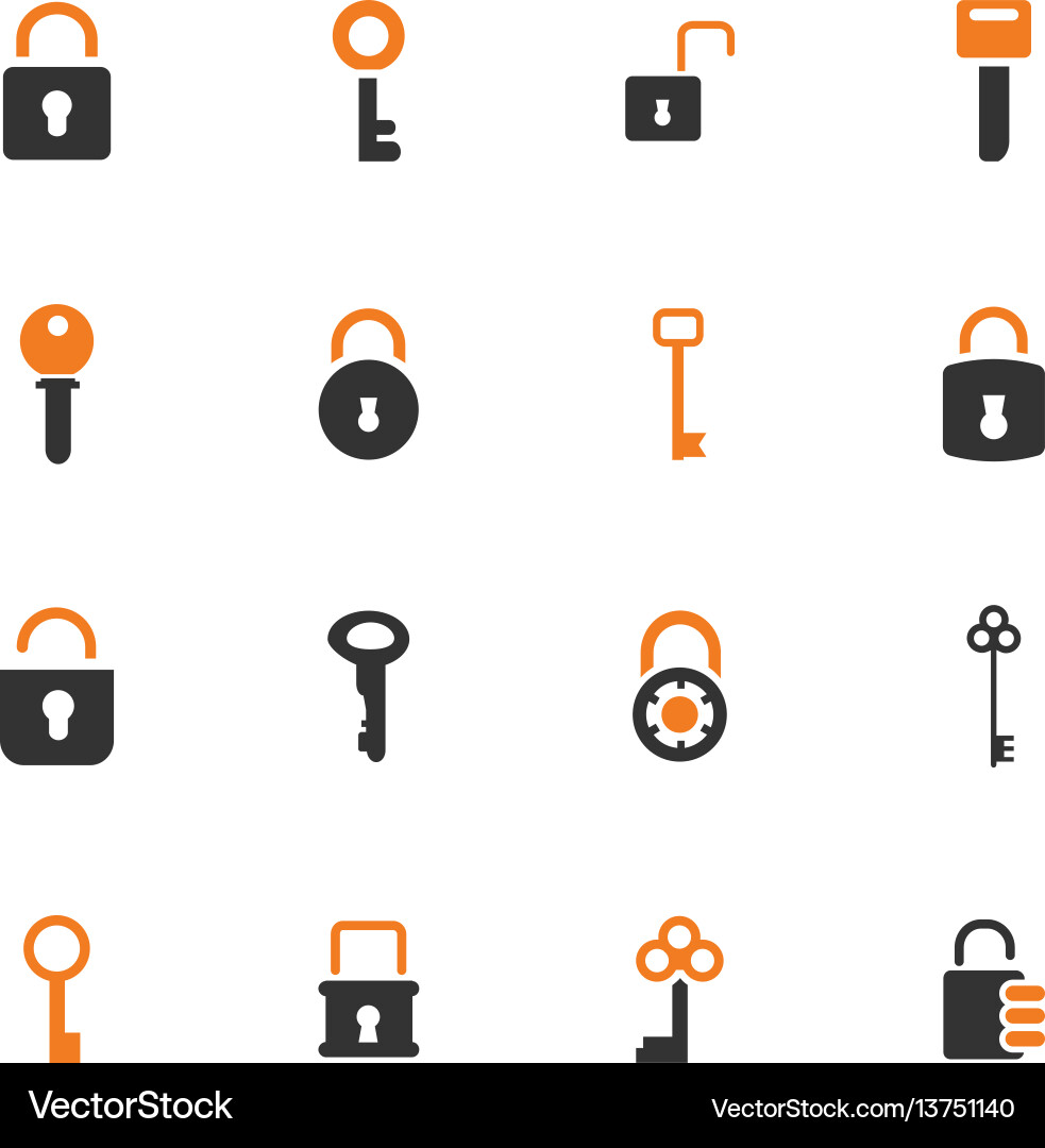 Lock and key icons set Vector Image