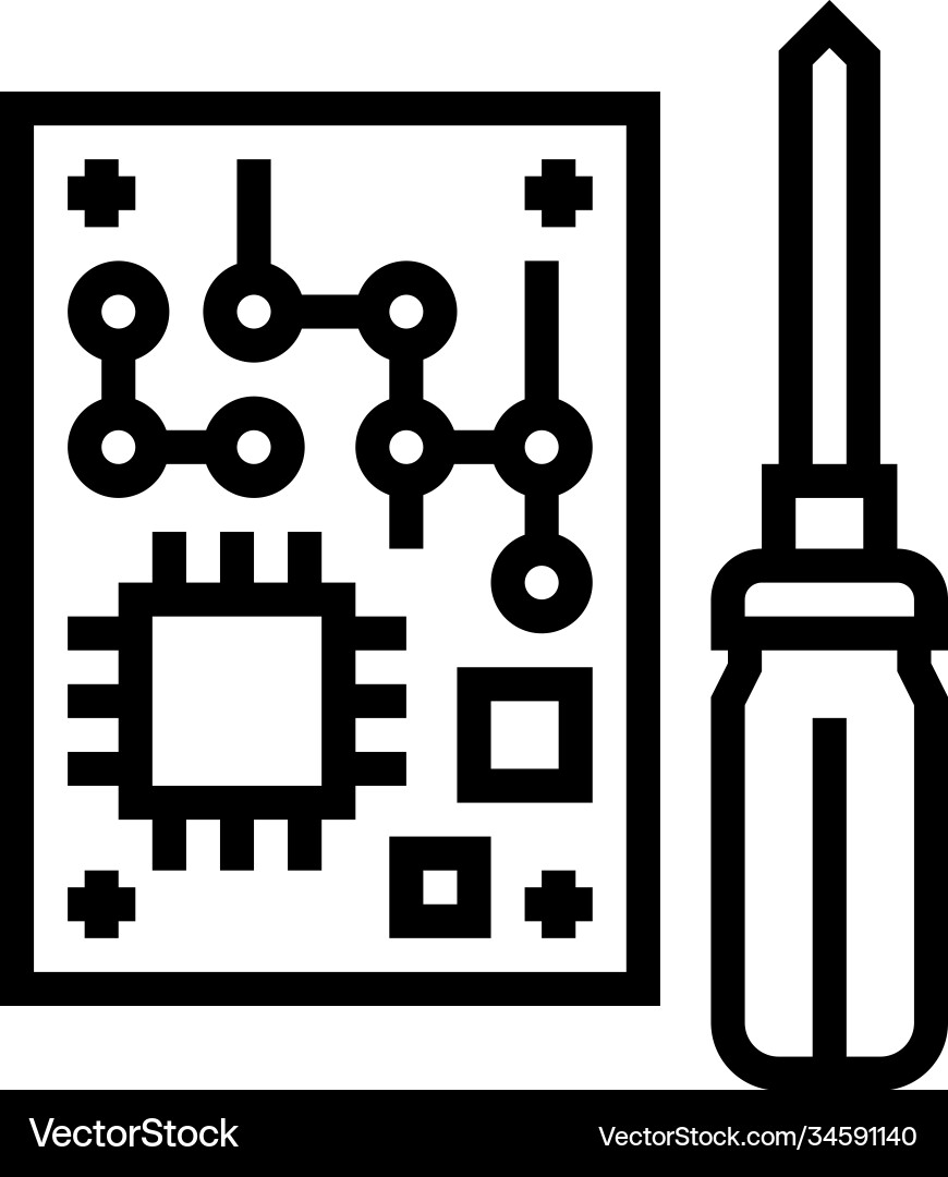 Microchip make geek line icon Microchip make geek line icon vector image