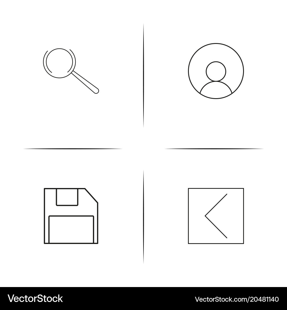User interface simple linear icons set outlined Vector Image