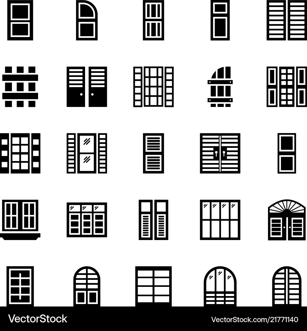 Window Shutter Icons - Close-Up vector image