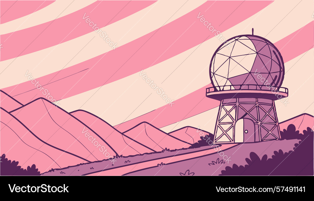 Abstract radar dome structure with dynamic lines Vector Image