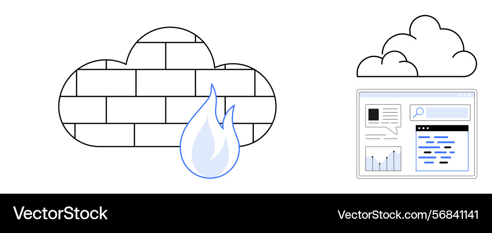 Cloud firewall protecting data with visualized Cloud firewall protecting data with visualized vector image