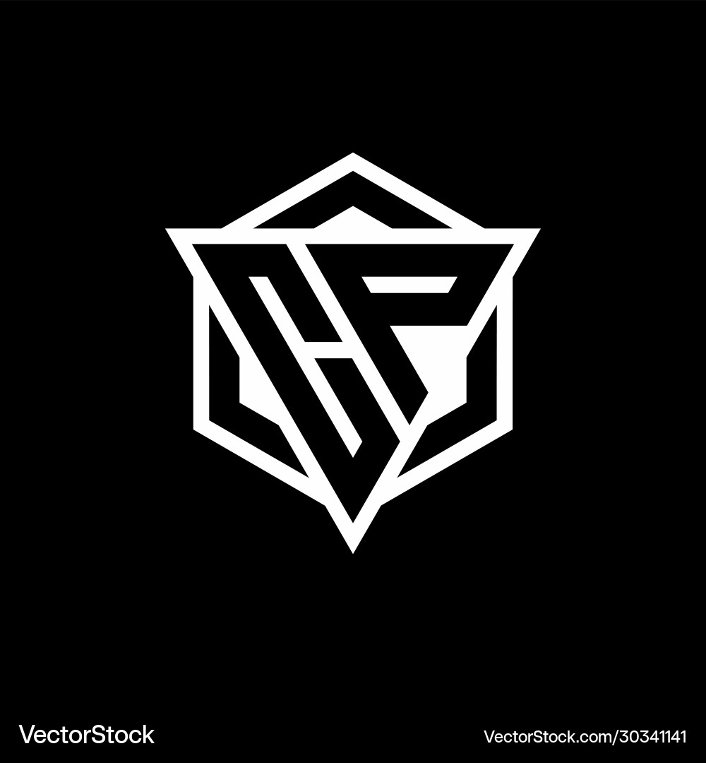 Cp logo monogram with triangle and hexagon shape vector image