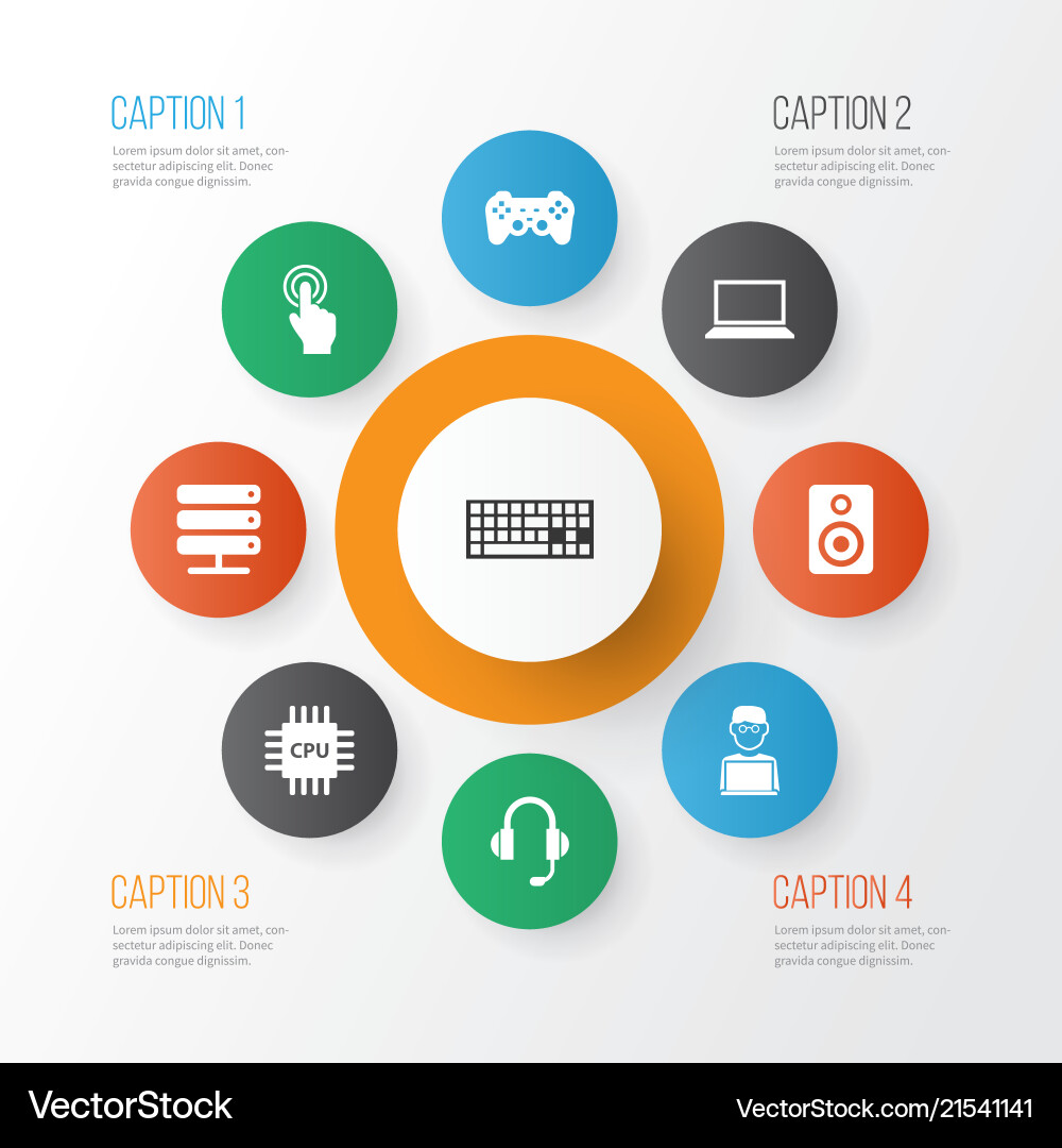 Digital icons set with cpu gamepad man Digital icons set with cpu gamepad man vector image