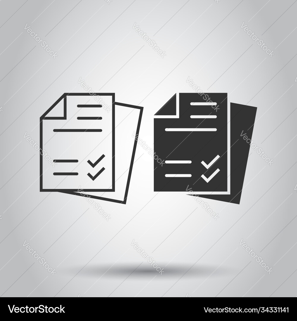 Document checklist icon in flat style report Document checklist icon in flat style report Vector Image