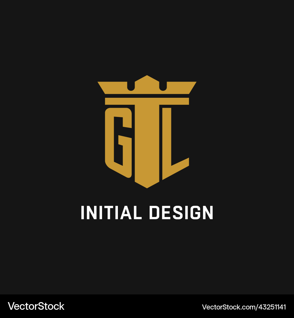 Gl initial logo with shield and crown style Vector Image