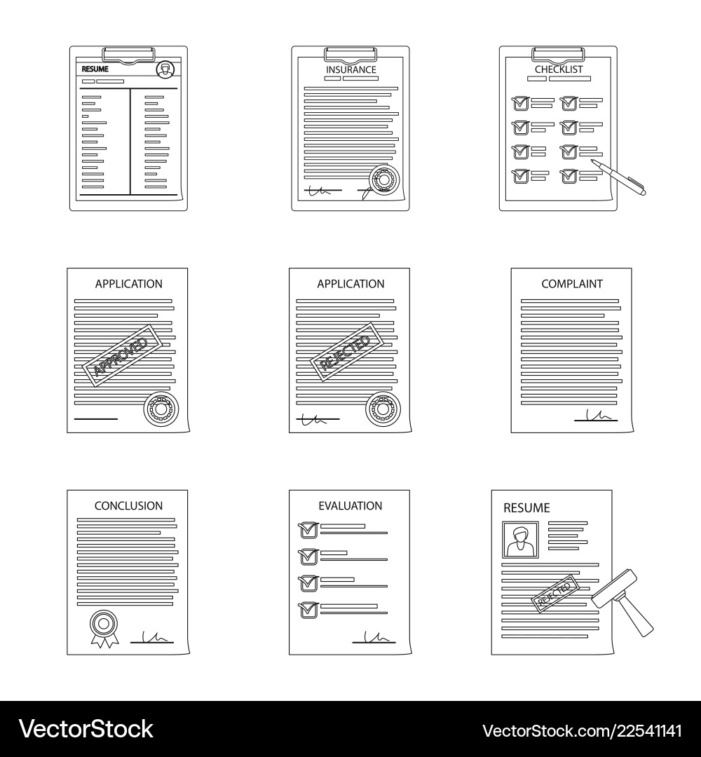 Isolated object of form and document symbol set Vector Image