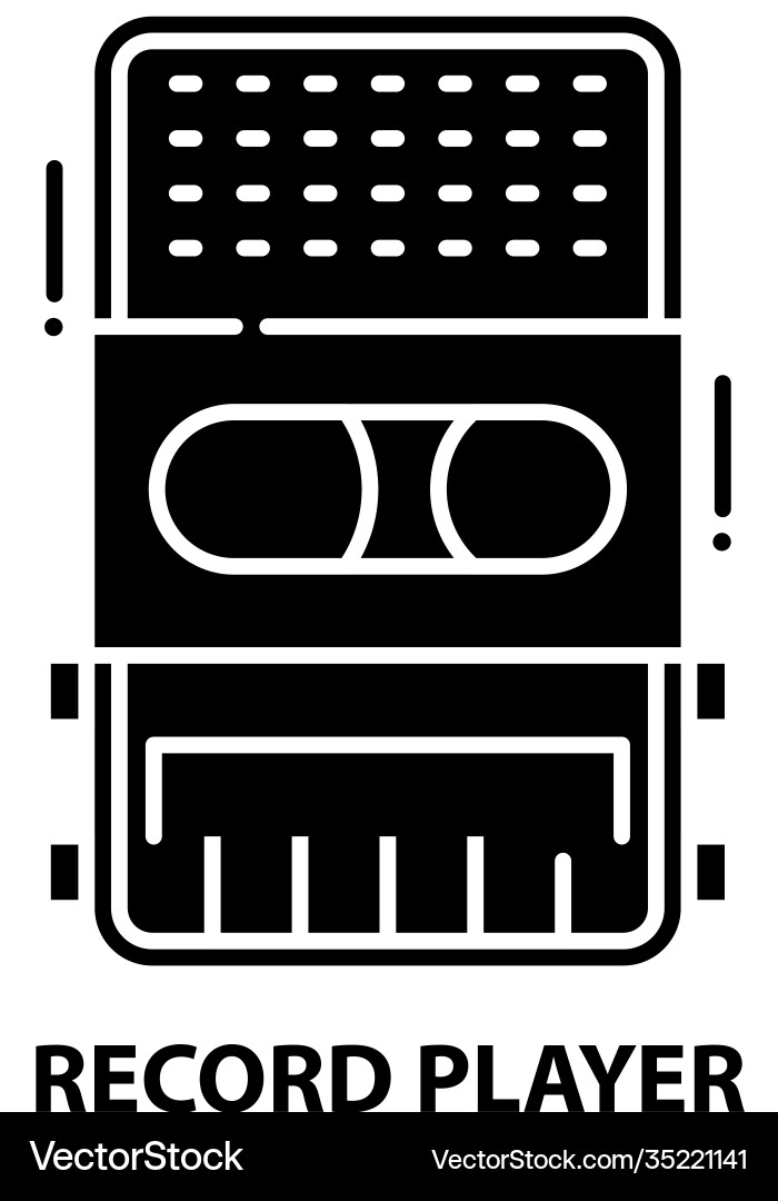 Record player icon black sign Record player icon black sign vector image