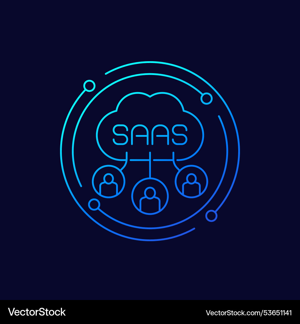 Saas users icon software as a service line design vector image