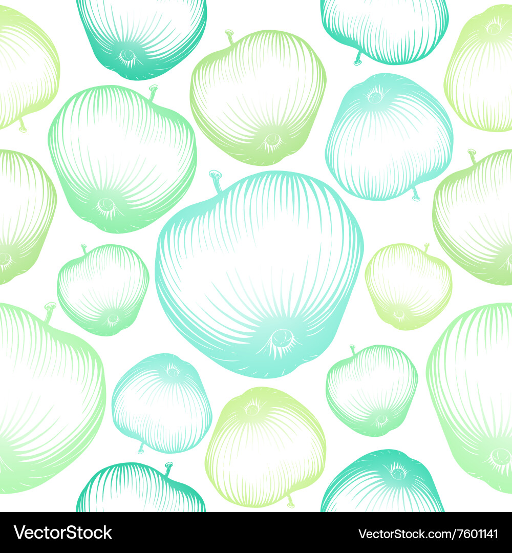 Seamless pattern with drawing of apples vector image