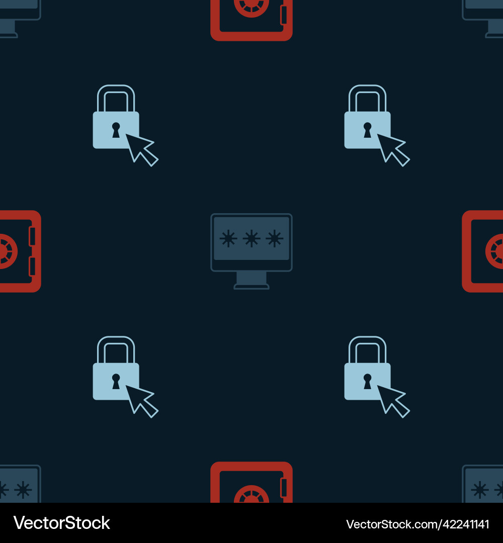 Set safe monitor with password and lock Vector Image