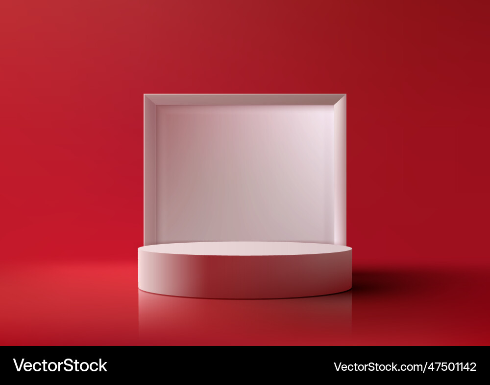 3d realistic empty white podium pedestal stand vector image