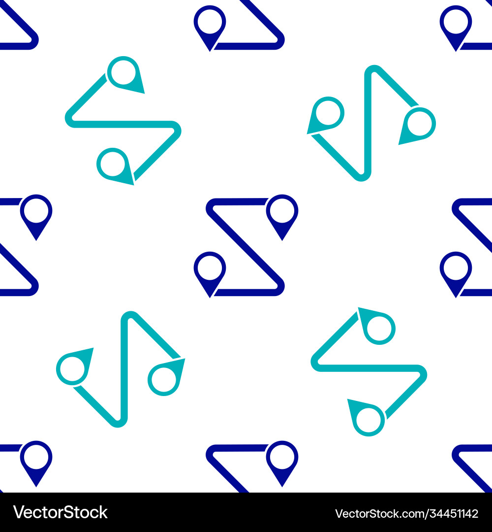 Blue route location icon isolated seamless pattern Blue route location icon isolated seamless pattern vector image