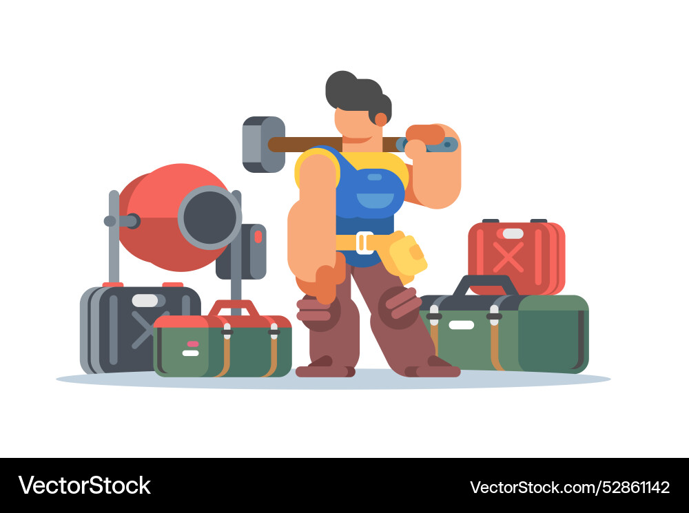 Builder worker with tools vector image
