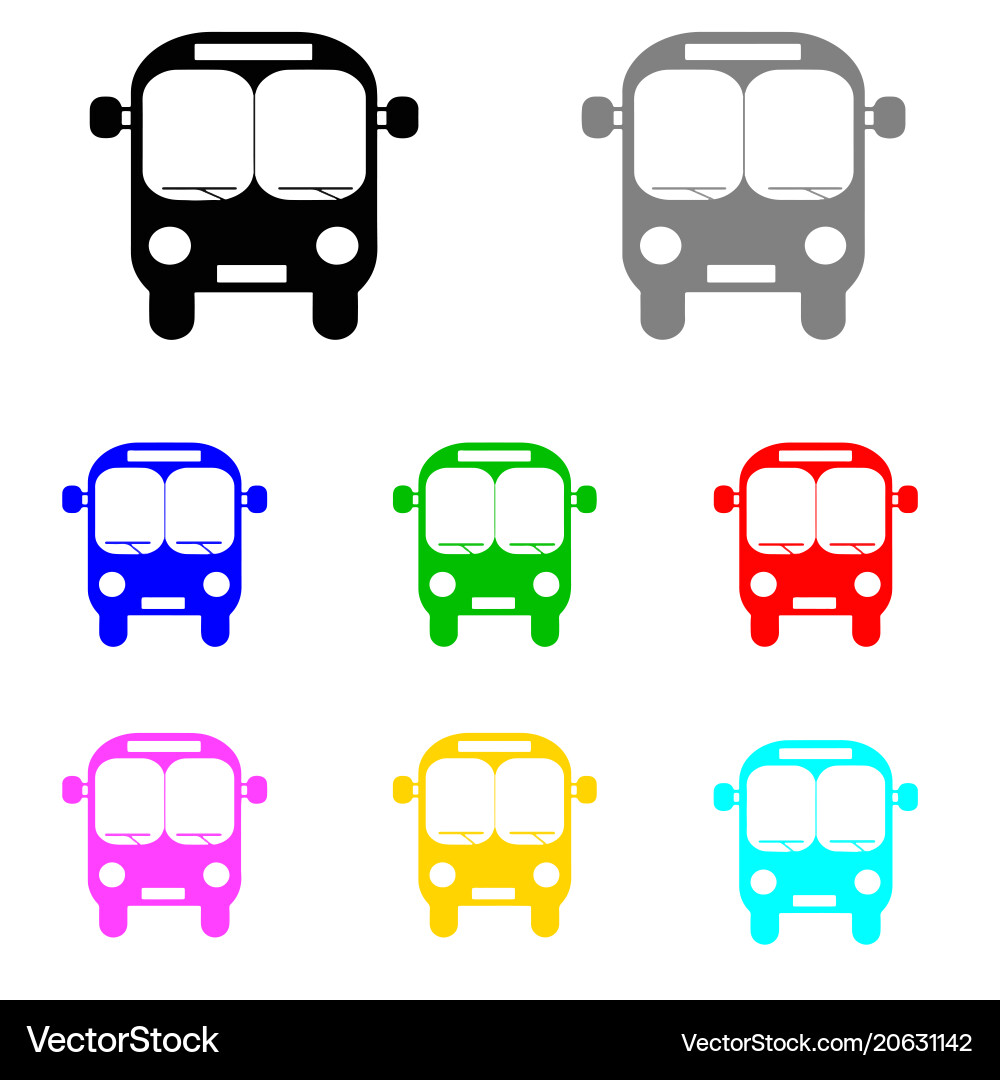 Bus set in multiple colors vector image