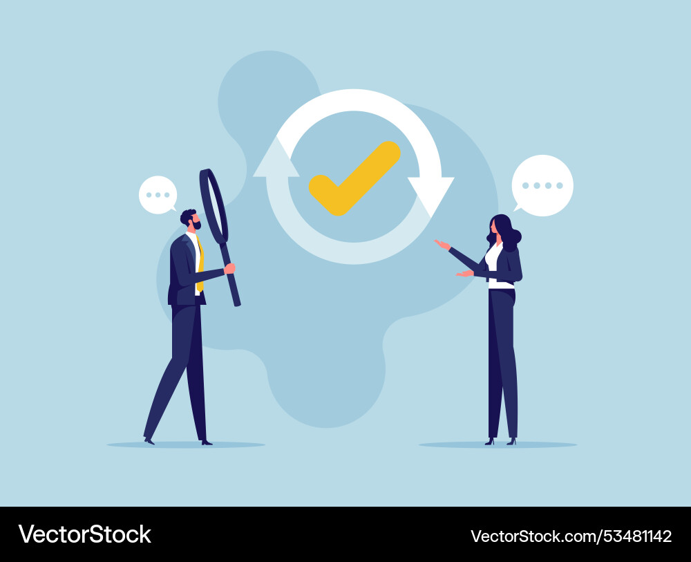 Carefulness in working concept or task rechecking Carefulness in working concept or task rechecking vector image