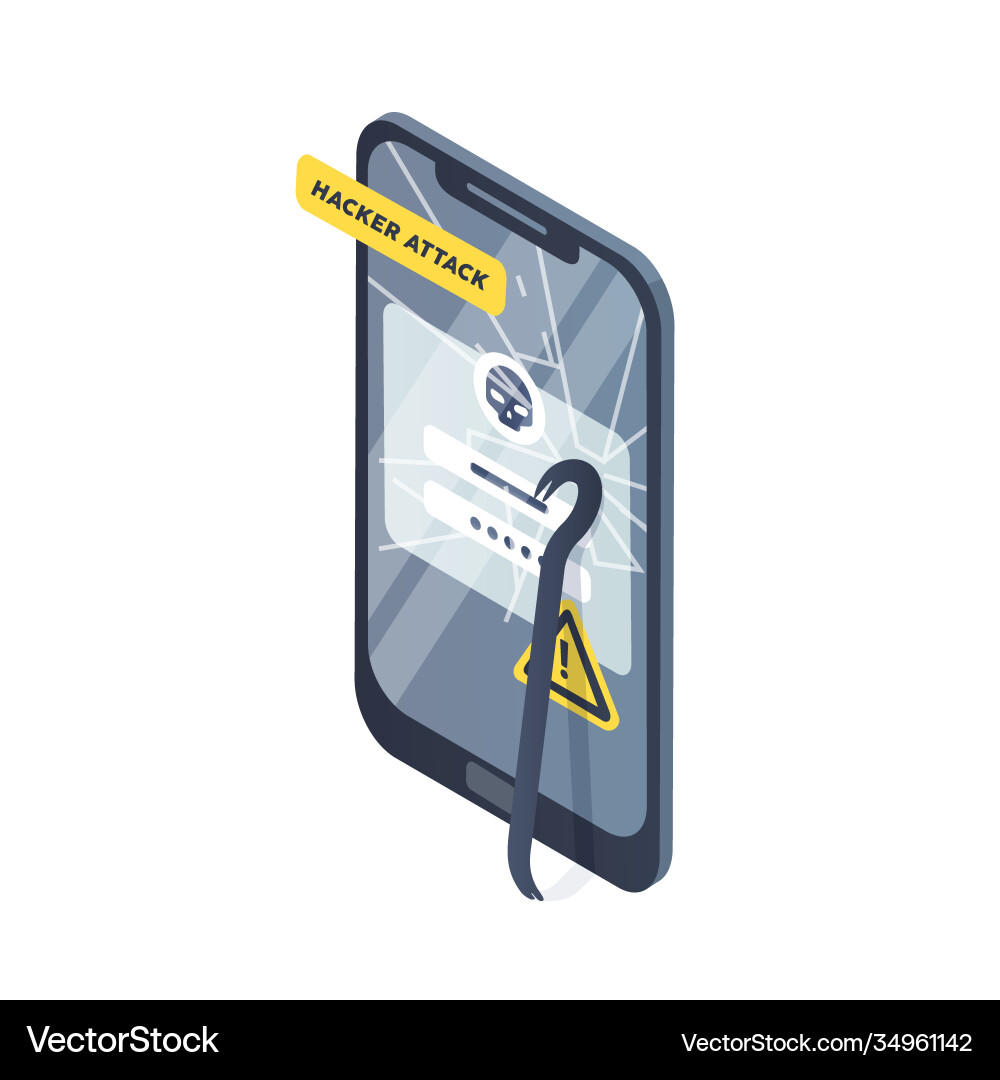 Concept smartphone under hacker attack Concept smartphone under hacker attack vector image