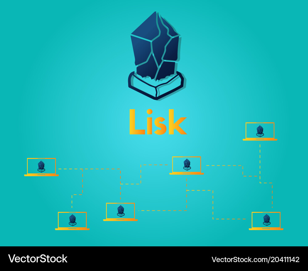 Cryptocurrency lisk technology networking Vector Image