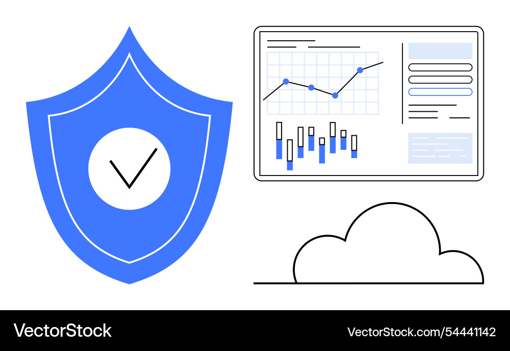 Cyber security shield with data analytics Cyber security shield with data analytics vector image