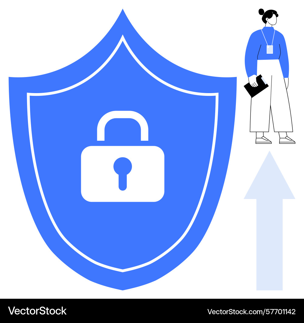 Data security concept with shield lock vector image