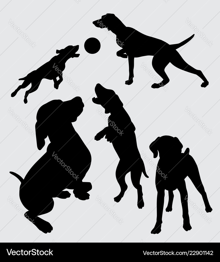 Dog Silhouette Playing Vector Image