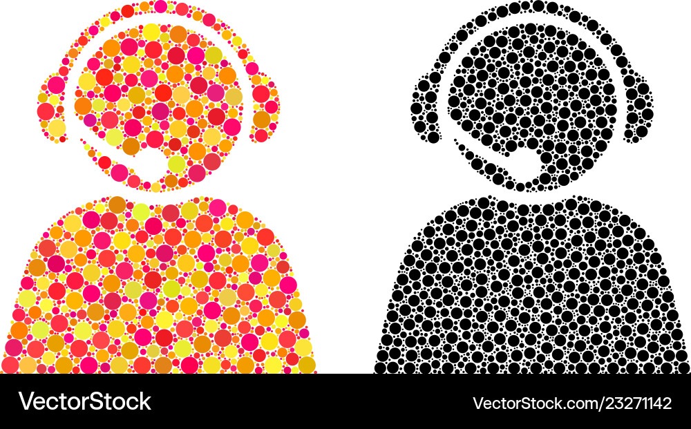 Dot call center operator mosaic icons Vector Image
