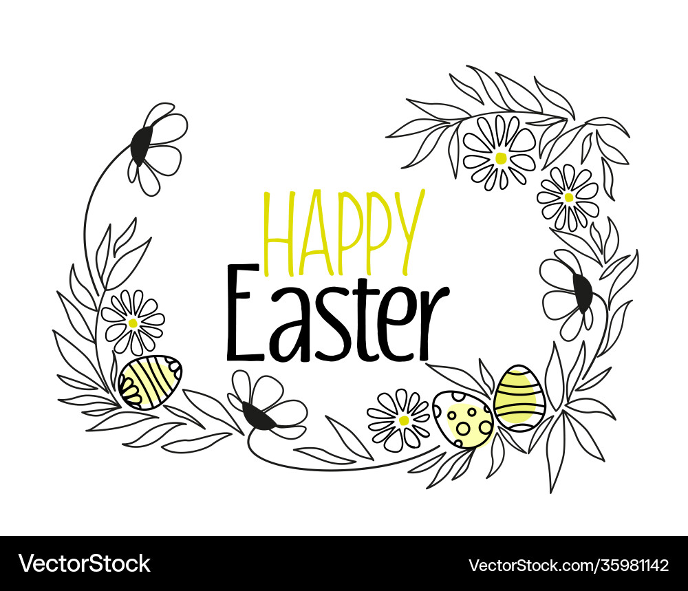 Floral decoration silhouettes with eggs Floral decoration silhouettes with eggs vector image