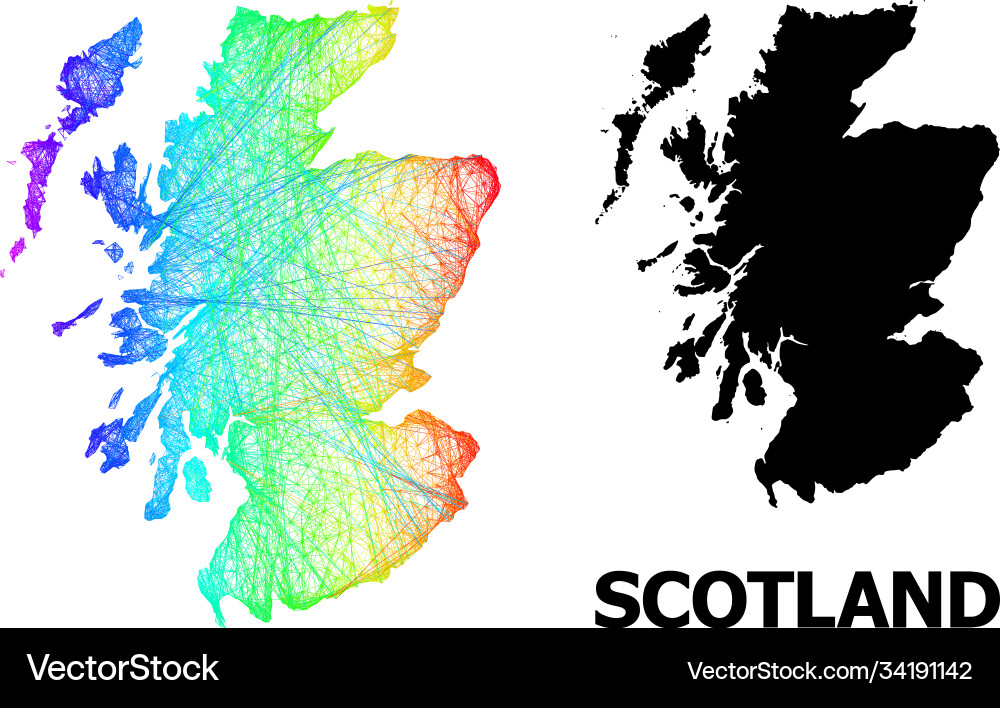 Hatched map scotland with spectrum gradient Hatched map scotland with spectrum gradient vector image