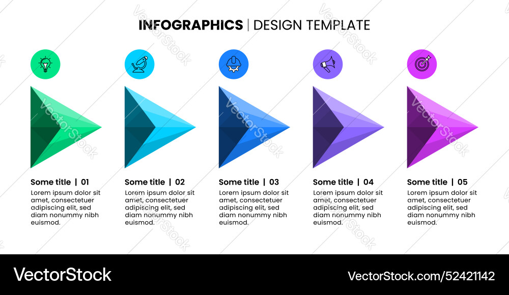 Infographic template 5 arrows in a row with icons Infographic template 5 arrows in a row with icons vector image