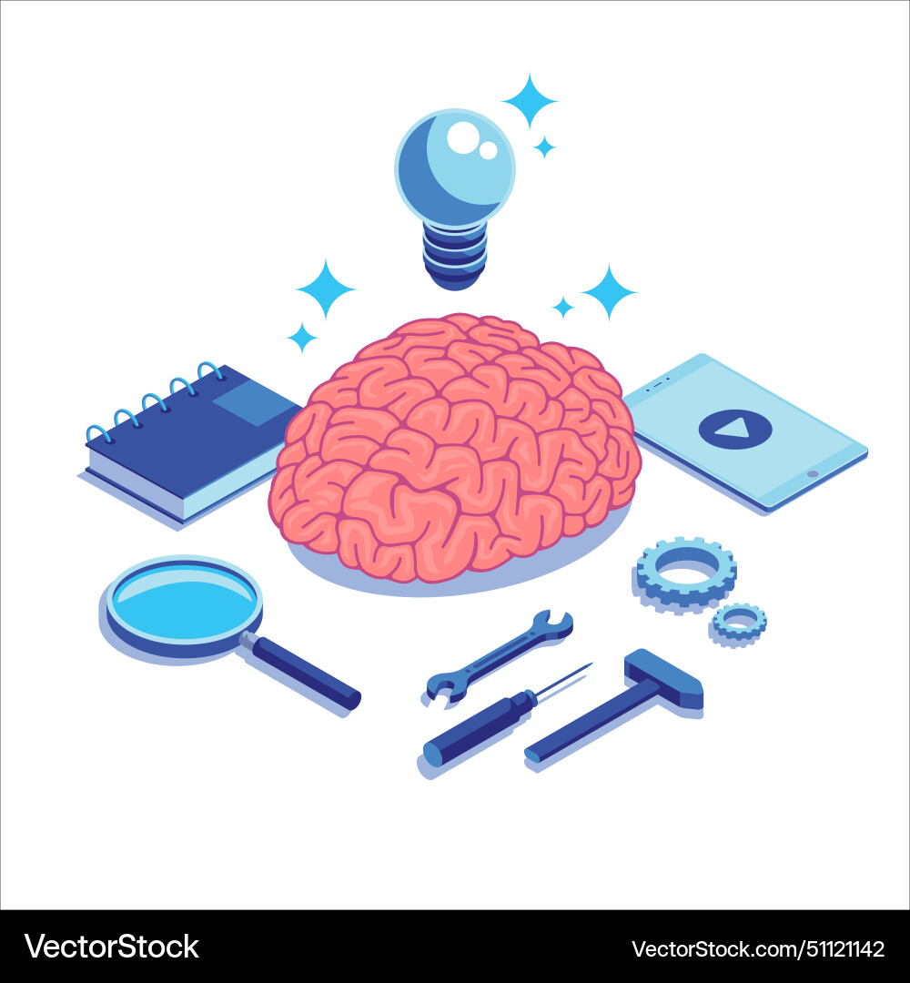 Isometric Brain Idea Royalty Free Vector Image Isometric Brain Idea Royalty Free Vector Image