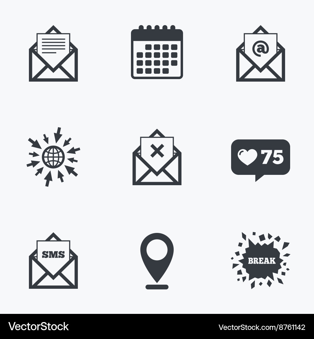 Mail envelope icons message document symbols Vector Image