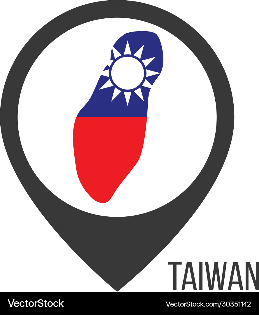 Map pointers with contry taiwan flag stock Map pointers with contry taiwan flag stock Vector Image