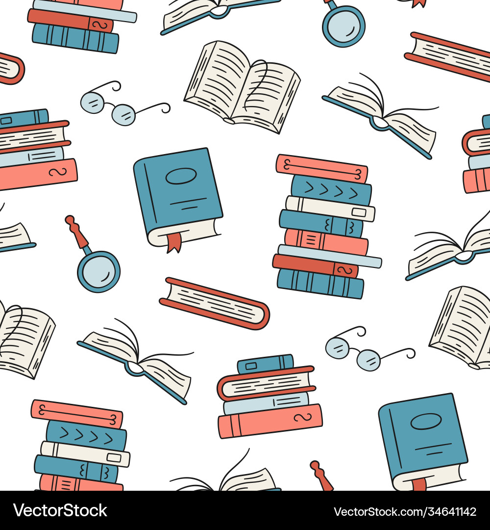 Paper Book Pattern - Library Style Vector Image