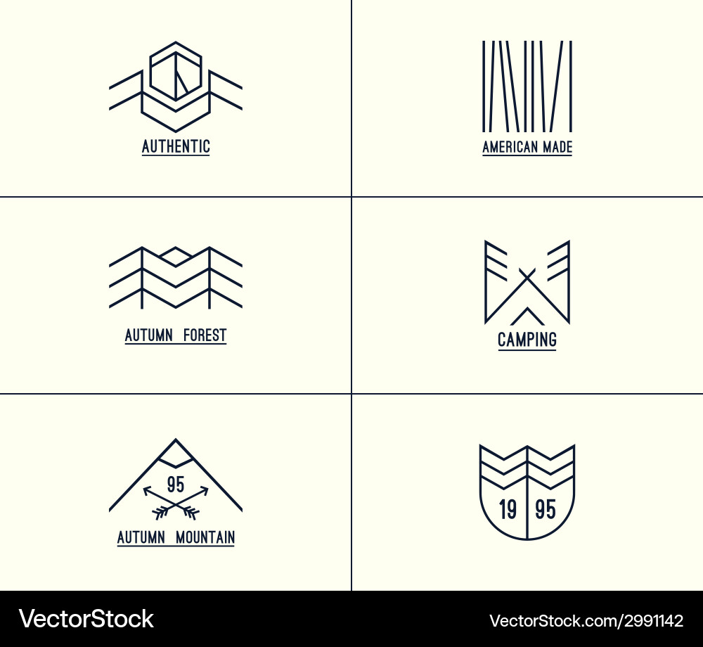 Retro Line Badge Set Vector Image