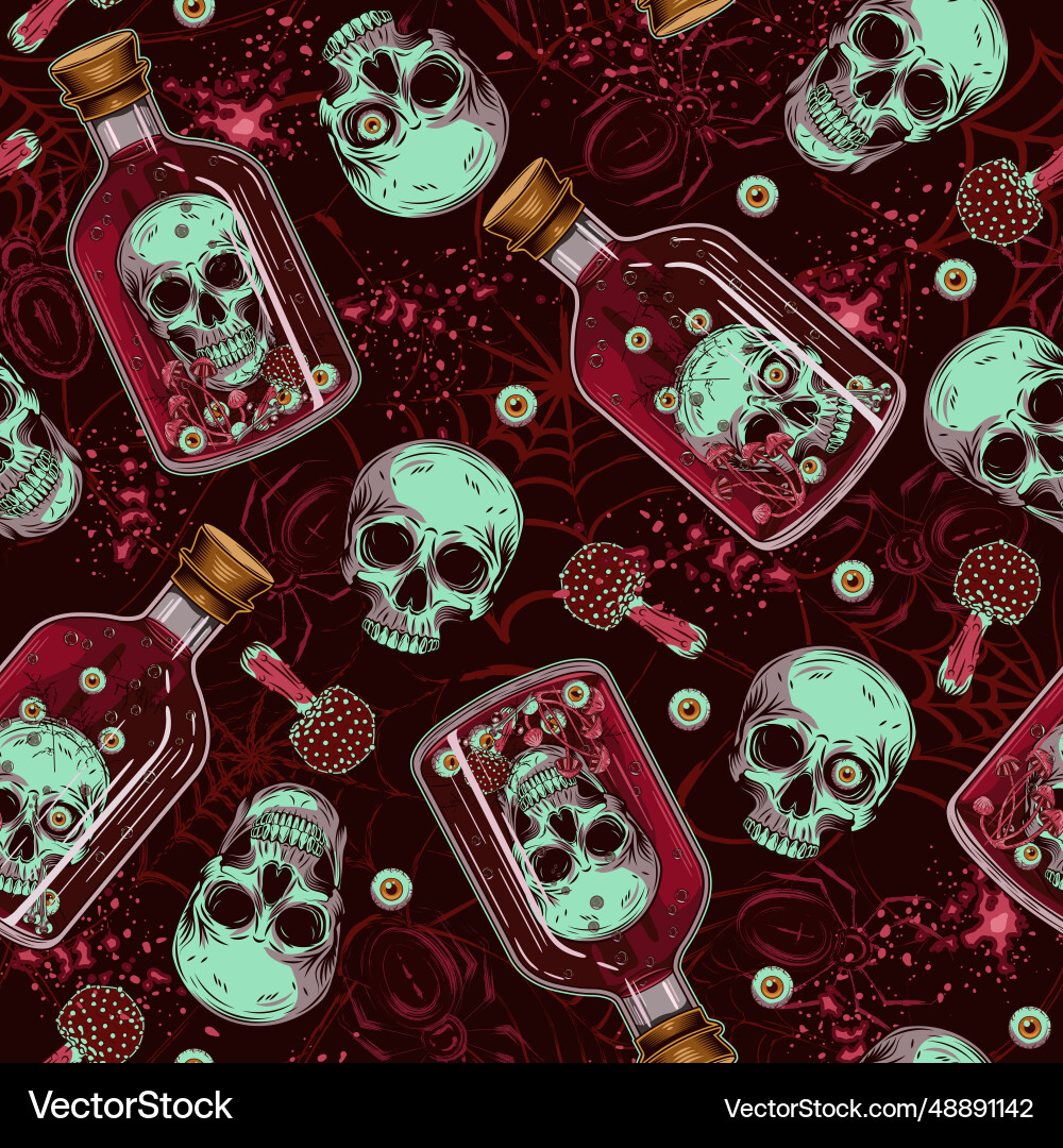 Seamless scary pattern with halloween objects Seamless scary pattern with halloween objects vector image