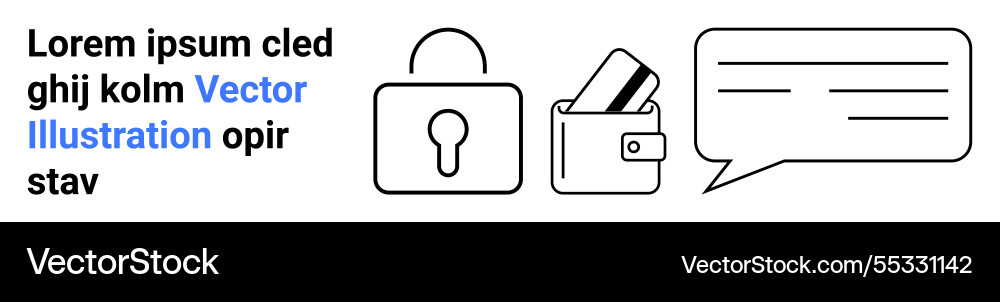 Security concepts with lock wallet card Security concepts with lock wallet card Vector Image