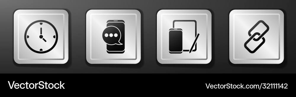 Set clock chat messages notification on phone Set clock chat messages notification on phone vector image