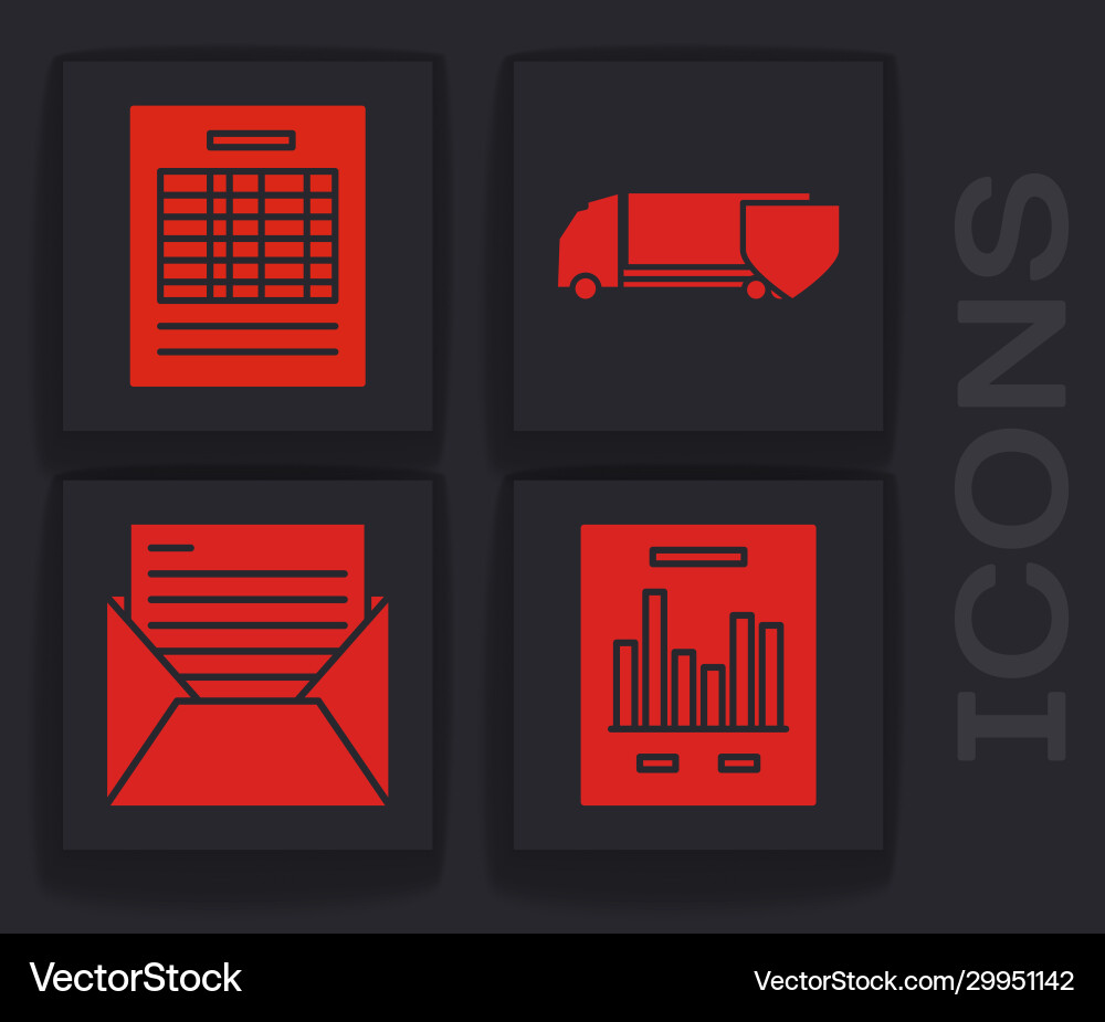 Set document with graph chart report file Vector Image