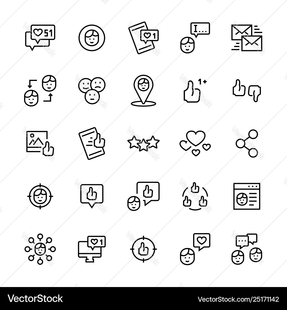 Set icon social networks in thin line style Set icon social networks in thin line style vector image