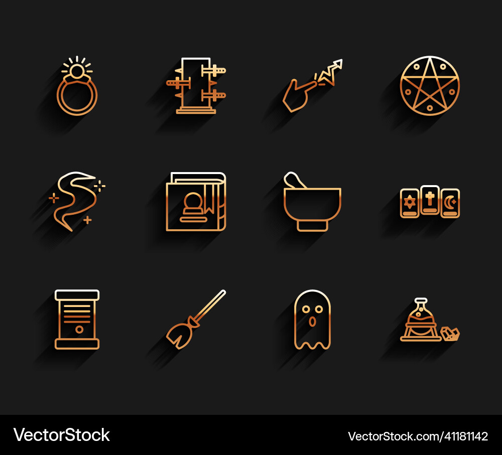 Set line decree paper parchment scroll witches Vector Image